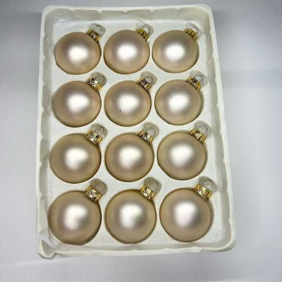 VTG 12ct Sparkling Creations Gold Cream Glass Small Christmas Ornaments 1.75” - Picture 3 of 16